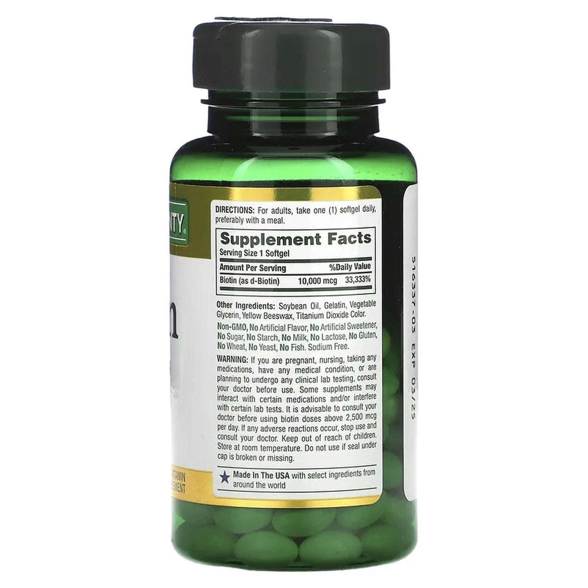 Natures Bounty Ultra Strength Biotin 10000 Mcg Softgels 2.47Oz (Pack of 24)