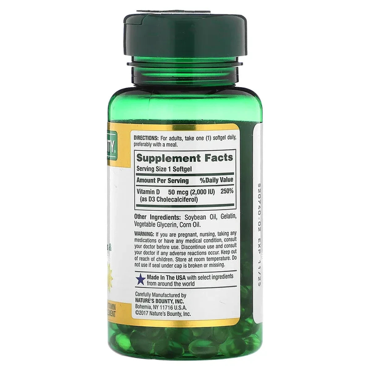 Natures Bounty Vitamin D3 2000 Iu Rapid Release Softgels 1.6Oz (Pack of 24)