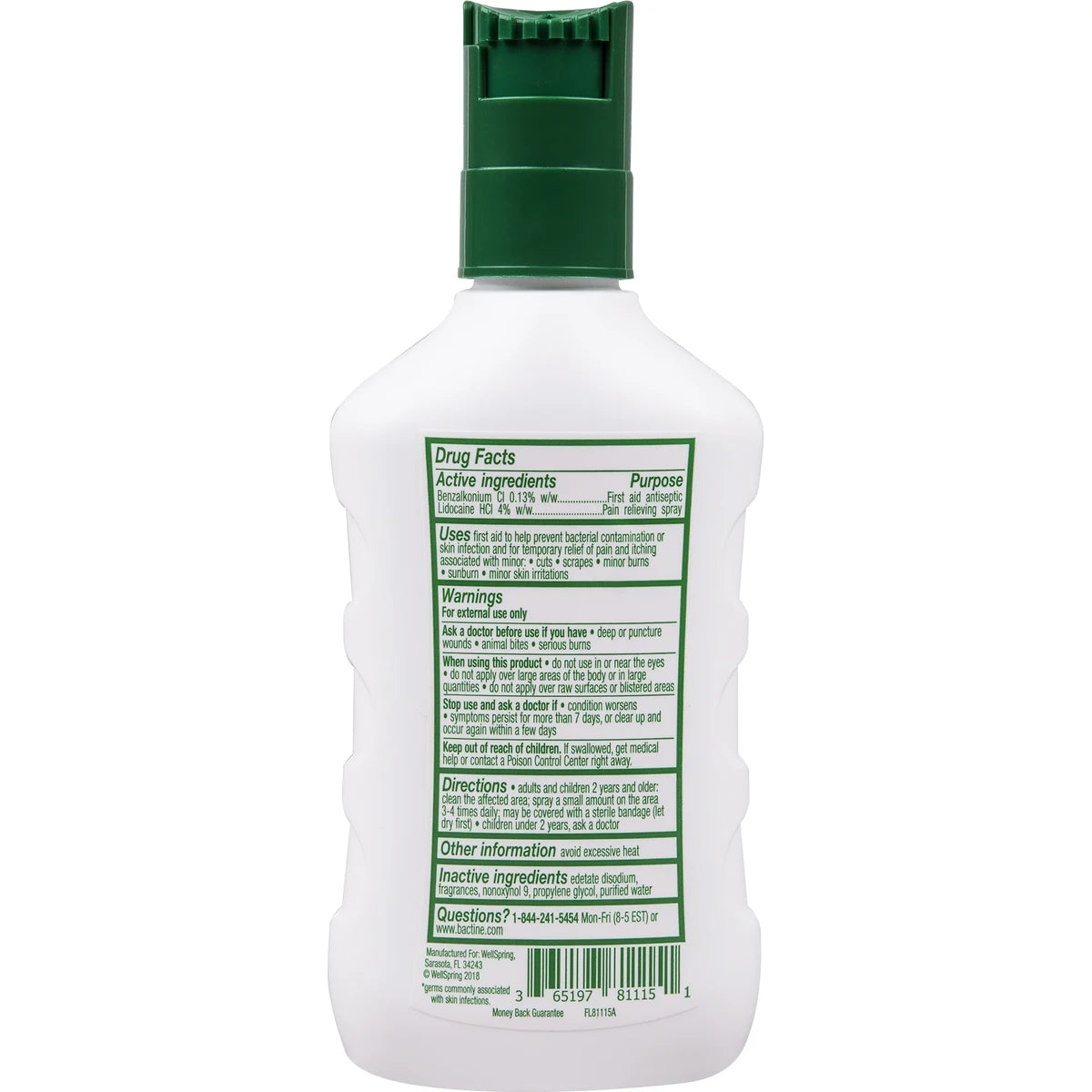 Bactine Max Pain Relieving Cleansing Spray White 5Oz (Pack of 36)