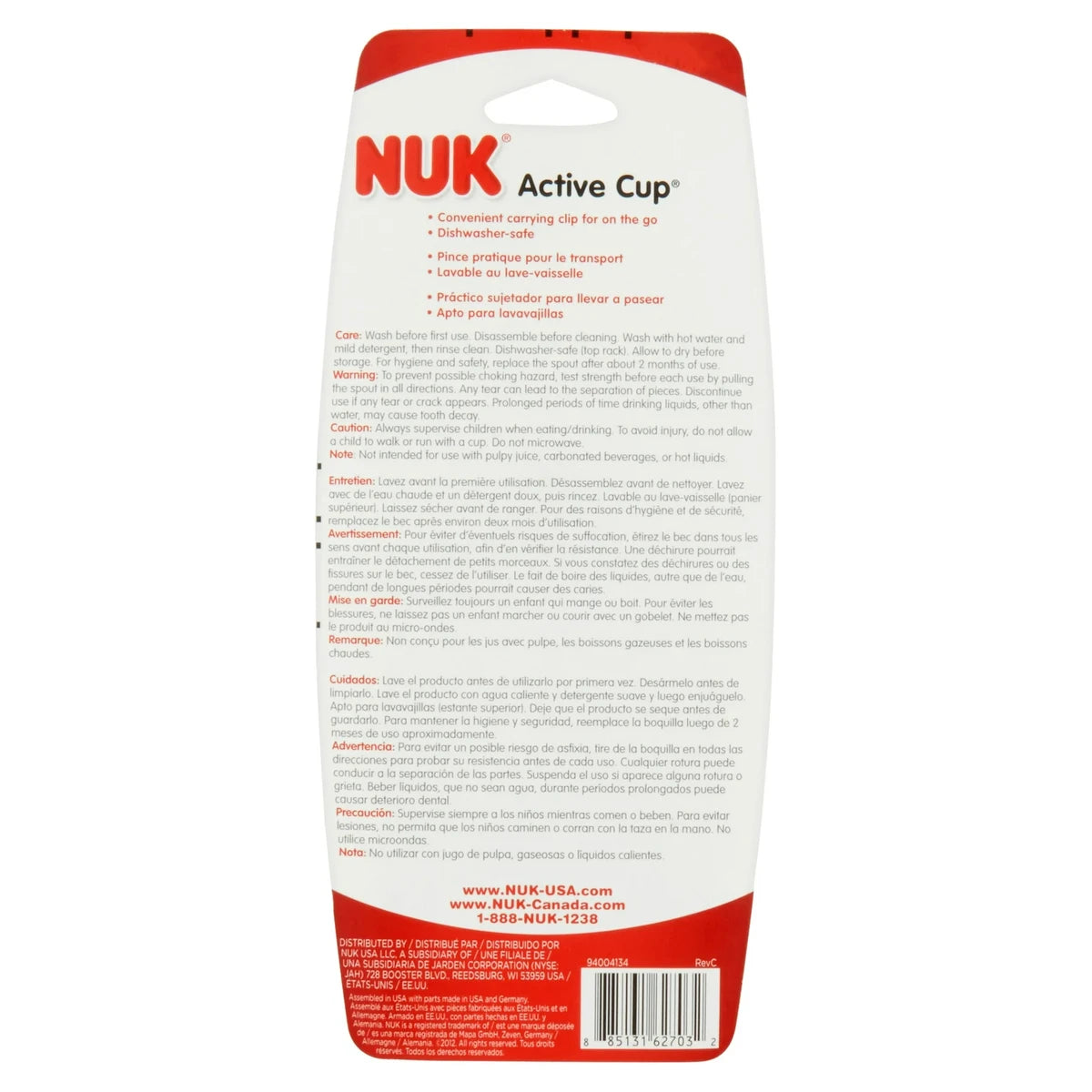 Nuk Active Sippy Cup 12+ Months Assorted 3.04Oz (Pack of 6)