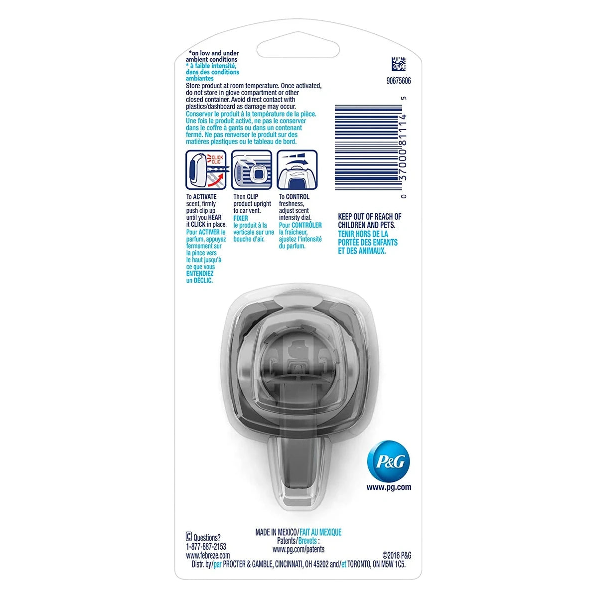 Febreze Car Odor-Eliminating Air Freshener Vent Clip Hawaiian Aloha1.0 Ea 0.06Oz (Pack Of 8)