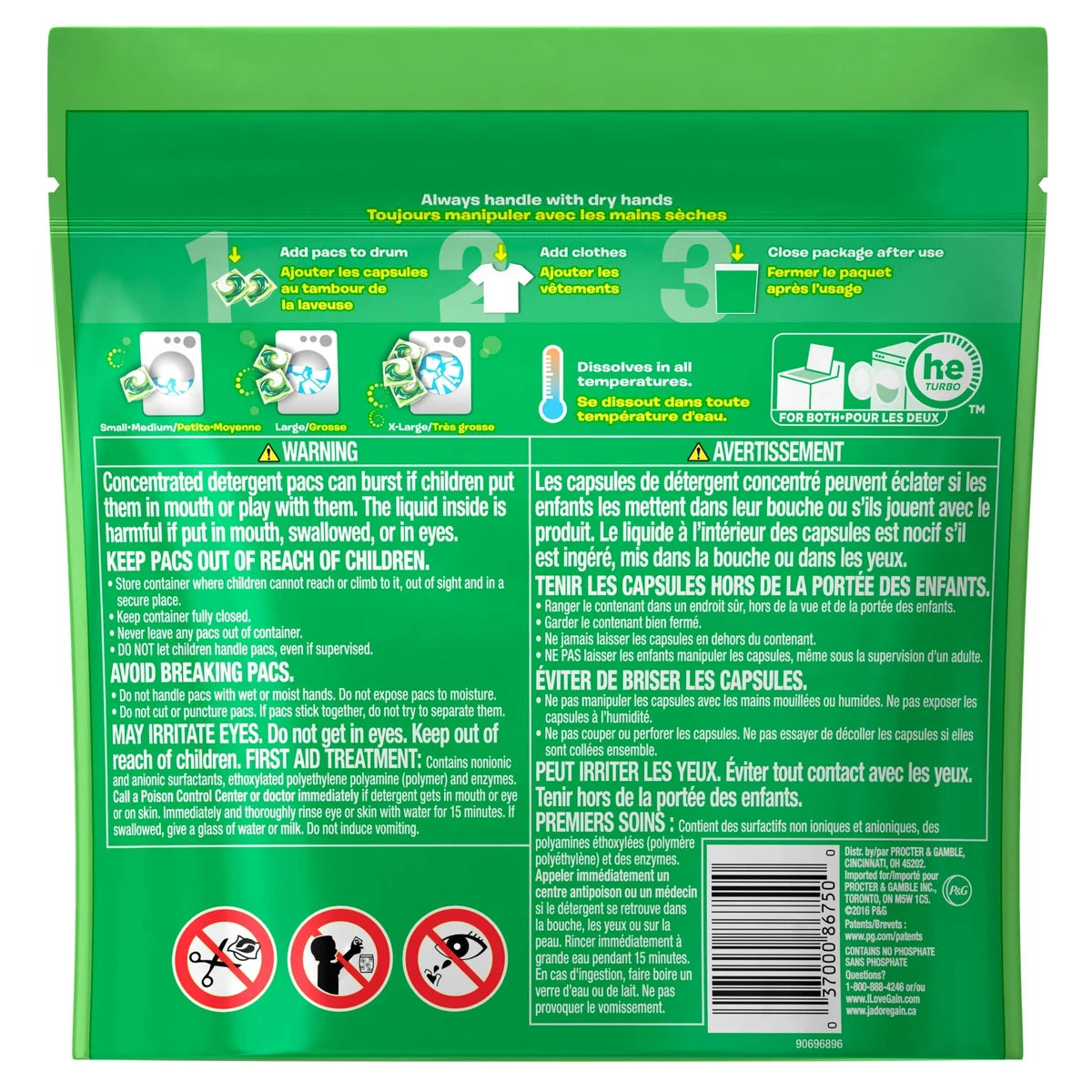 Gain Flings 3 in 1 Plus Aroma Boost Detergent Original 16 Pack Capsules 6 pack 13Oz (Pack of 6)