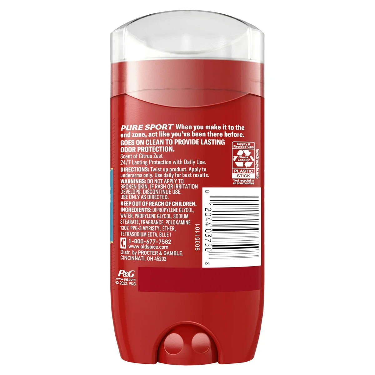 Old Spice Red Zone Pure Sport Aluminum Free Deodorant 3Oz (Pack of 12)