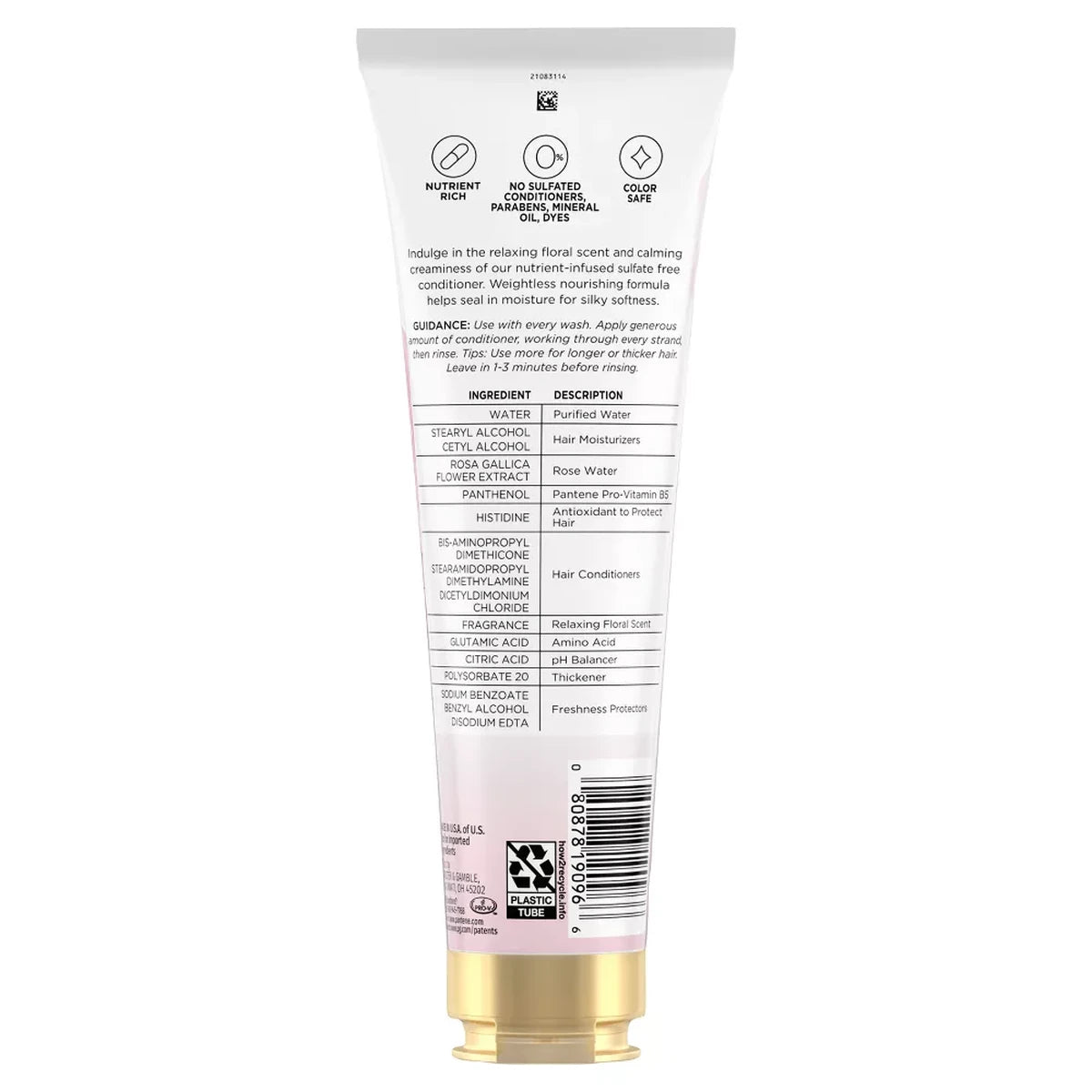 Pantene Pro V Nutrient Blends Miracle Moisture Boost Conditioner Rose Water 8Oz (Pack of 12)