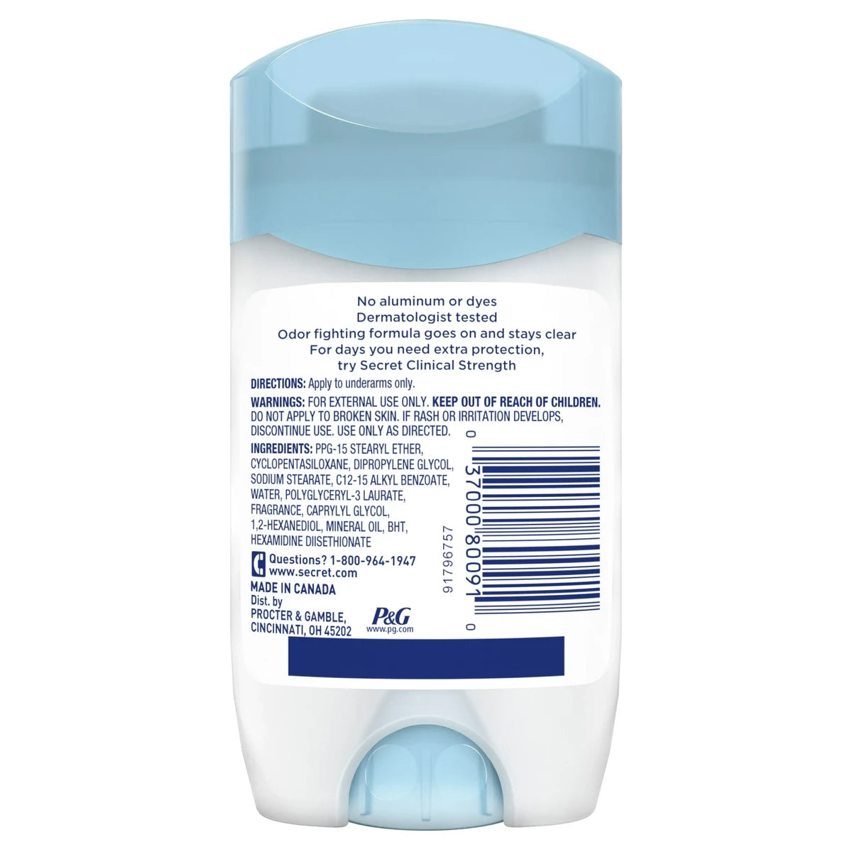 Secret Aluminum Free Deodorant for Women Coconut 2.4Oz (Pack of 12)