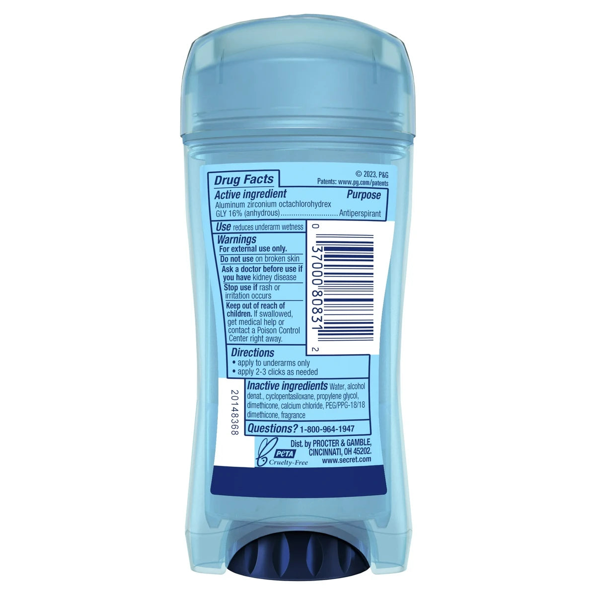 Secret Outlast Antiperspirant And Deodorant Clear Gel Unscented 2.6Oz (Pack of 12)