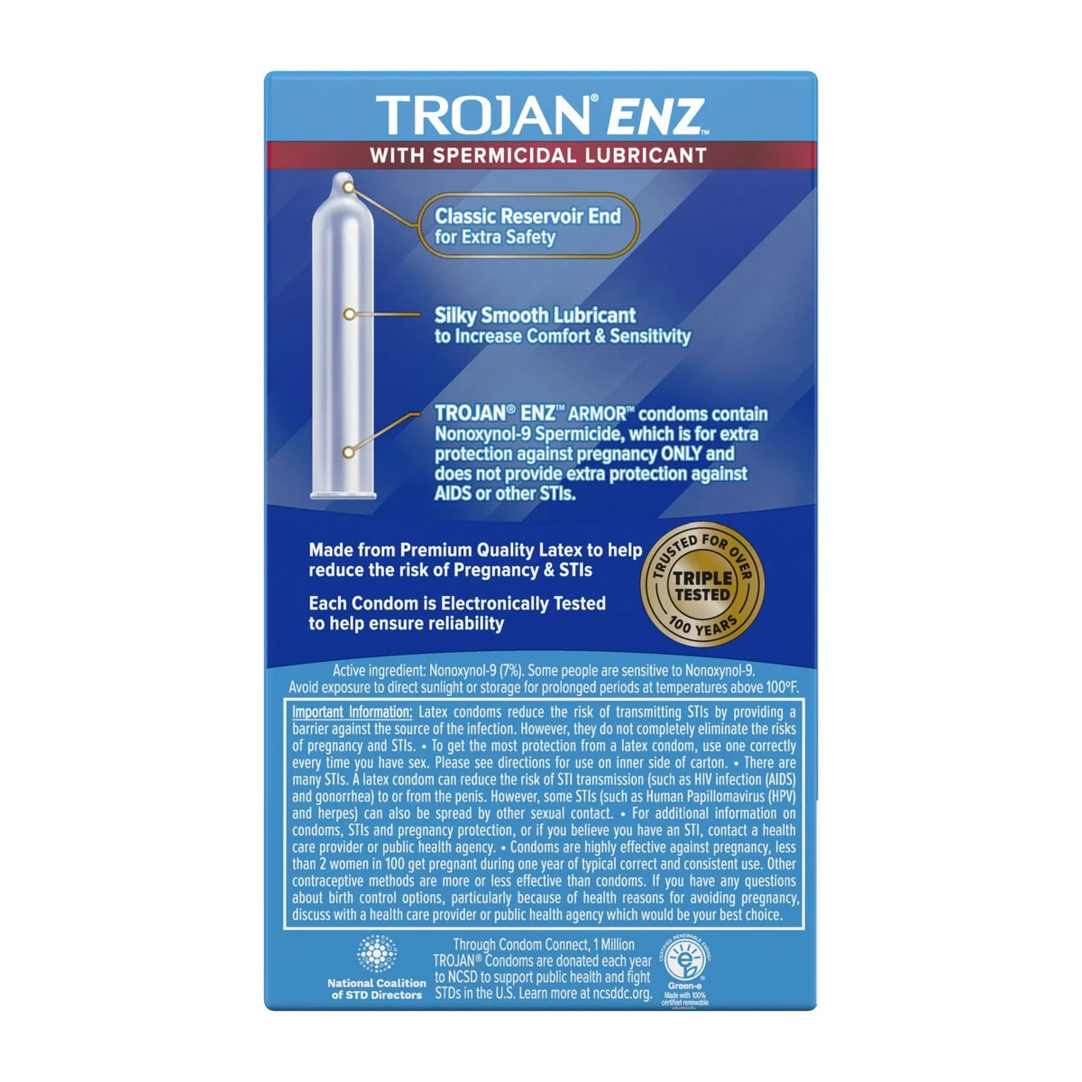 Trojan-Enz Spermicidal Lubricant Condoms 5.6Oz (Pack Of 48)