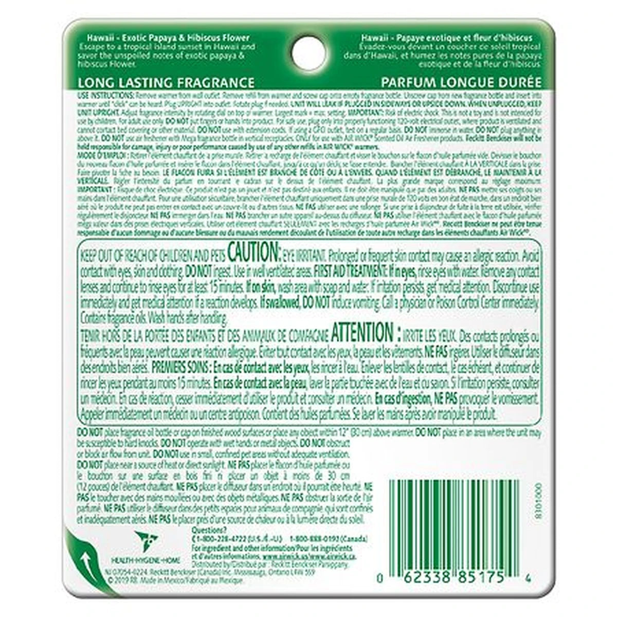 Air Wick Plug In Scented Oil Starter Kit Hawaii Air Freshener Essential Oils 1.34Oz (Pack Of 6)
