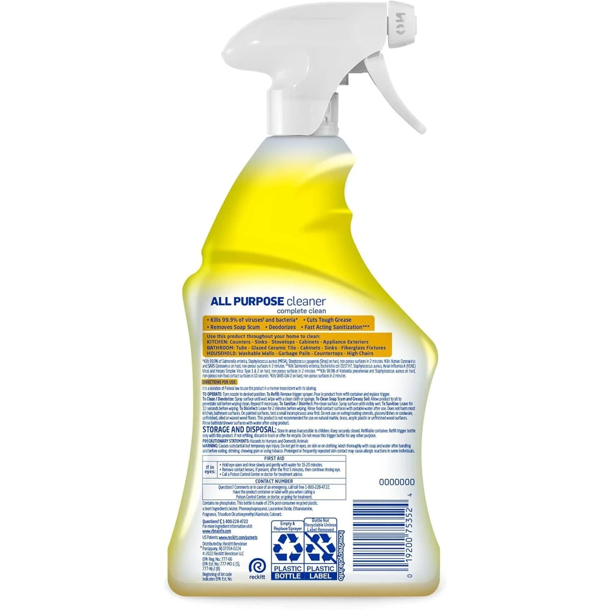 Lysol All Purpose Cleaner Trigger Spray Lemon Flavor32Oz (Pack of 12)