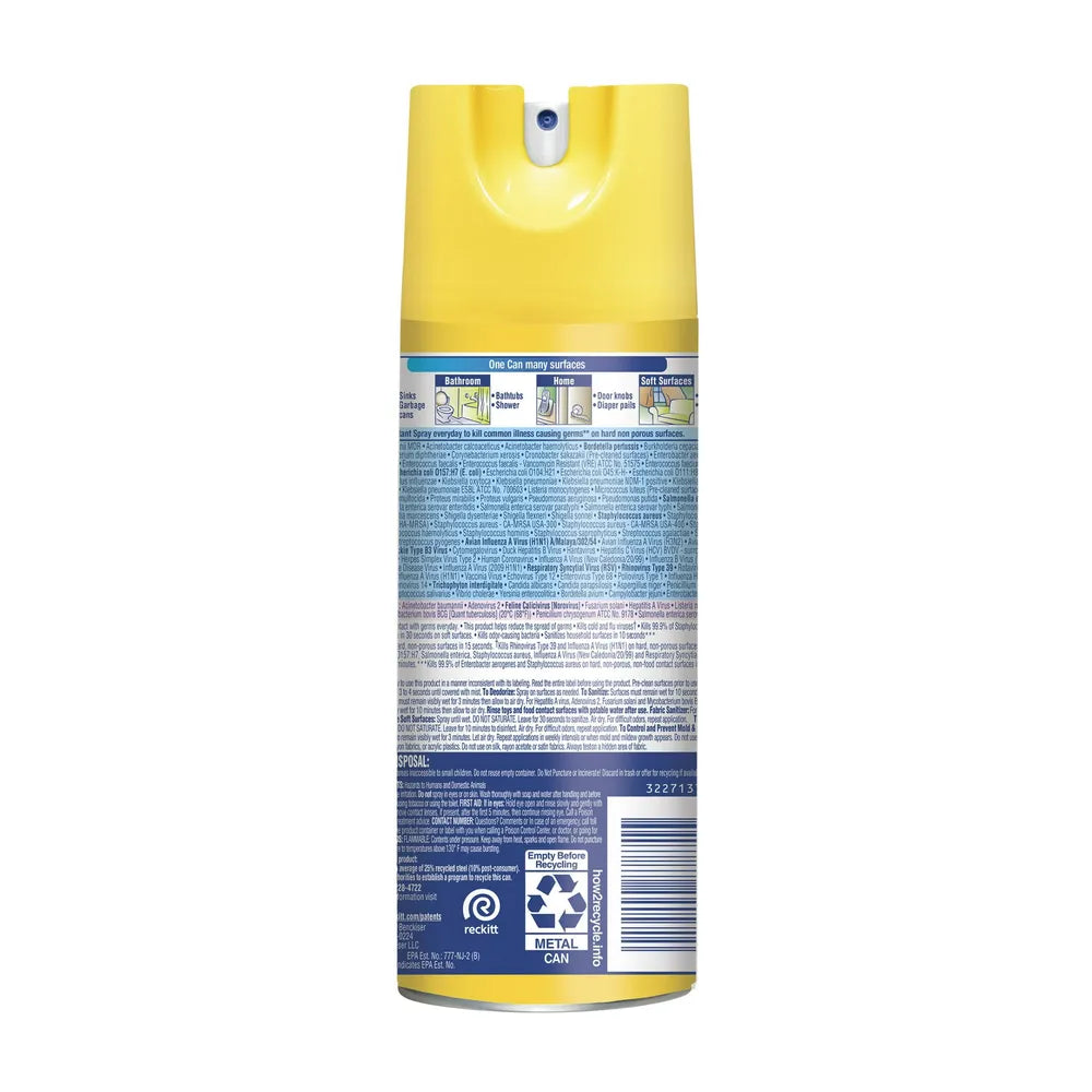 Lysol Lemon Breeze Scented Disinfectant Spray Kills Cold and Flu Viruses 12.5Oz (Pack of 12)