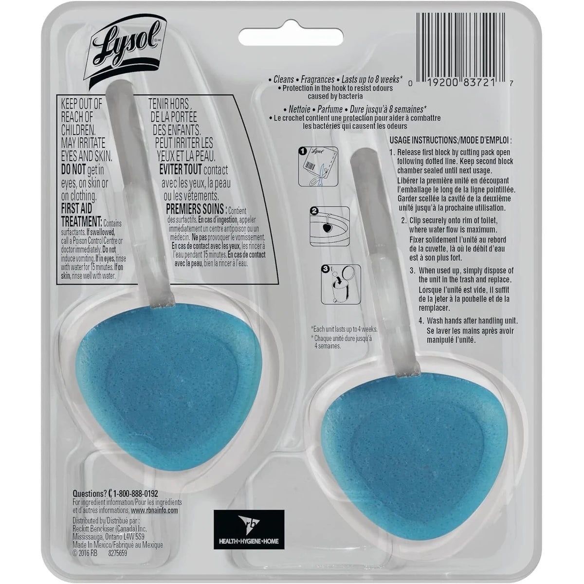 Lysol No Mess Automatic Toilet Bowl Cleaner Spring Waterfall 1.41Oz (Pack Of 4)