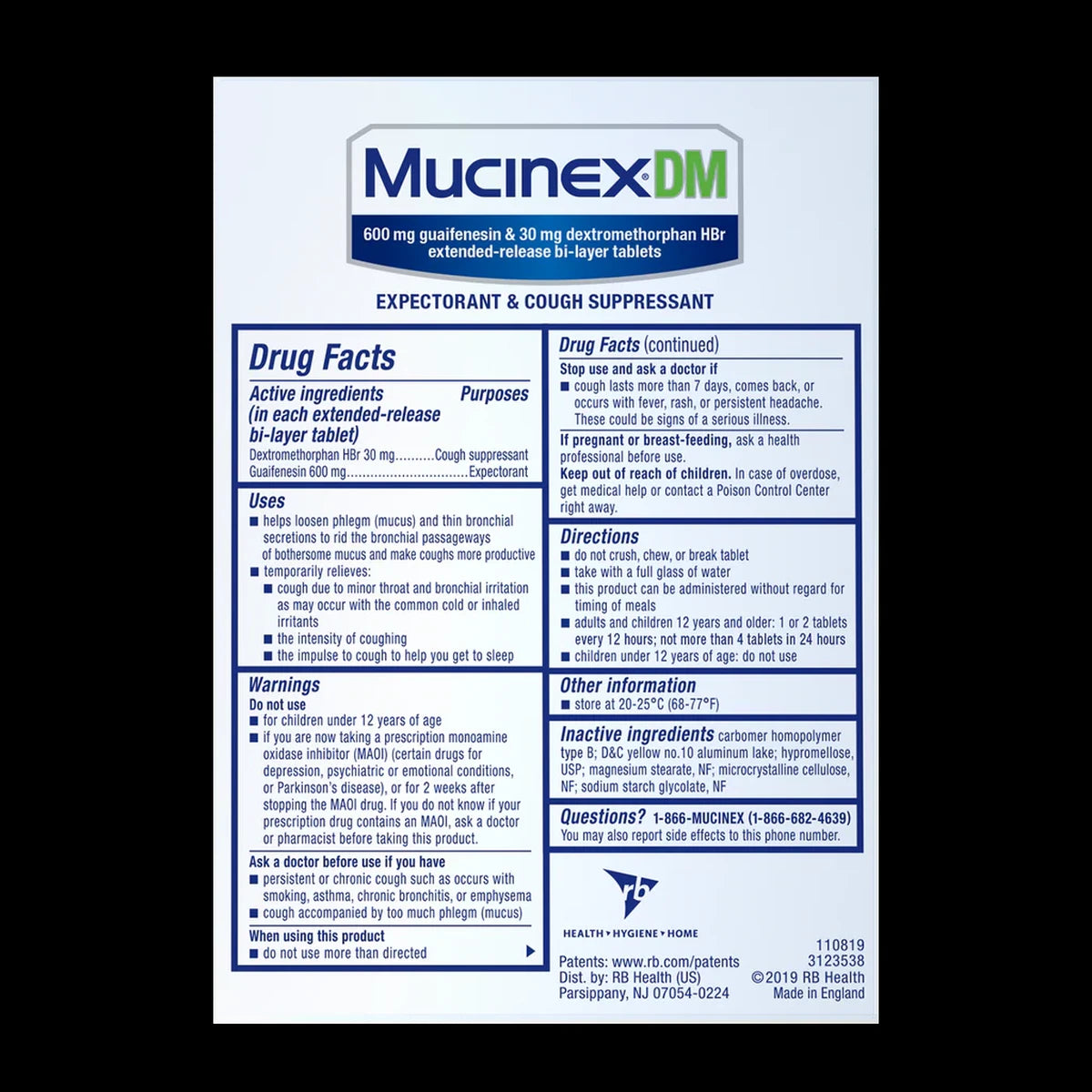 Mucinex Dm 12 Hour Expectorant And Cough Suppressant Tablets 0.07Oz (Pack Of 24)
