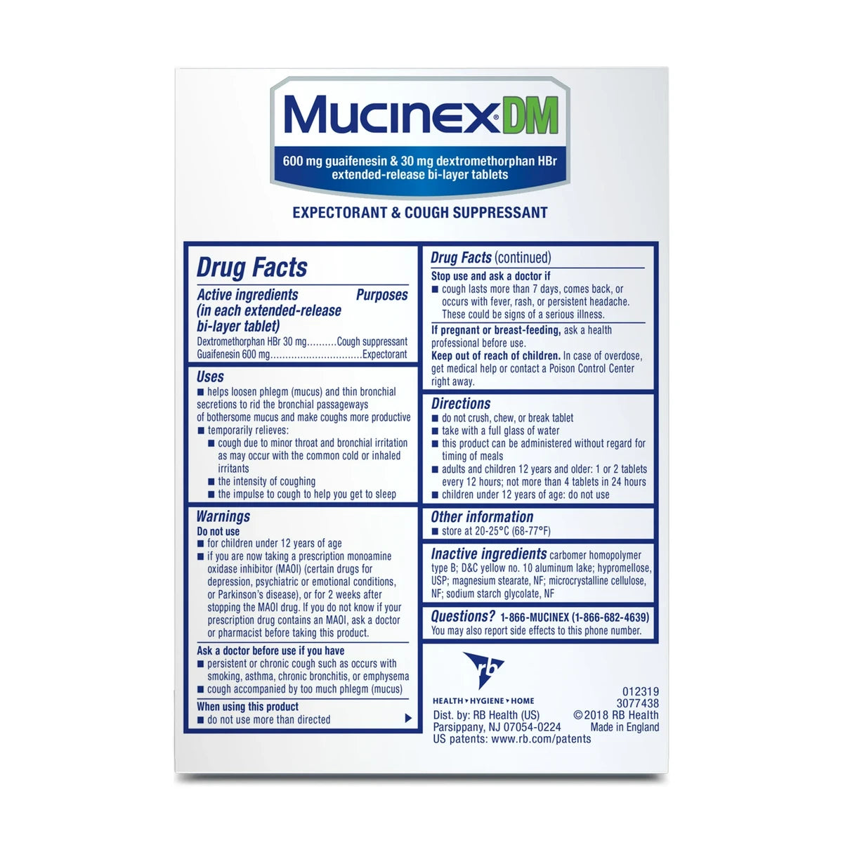 Mucinex Dm Guaifenesin Cough Suppressant Extended Release Tablets 600 Mg 0.07Oz (Pack Of 24)