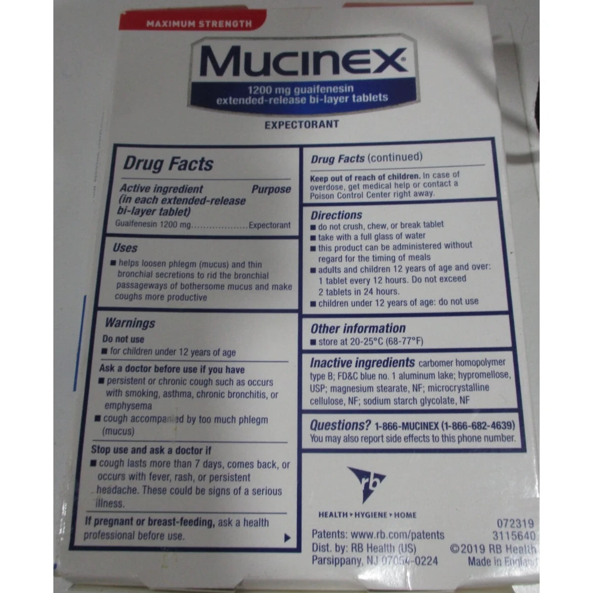 Mucinex Maximum Strength Extended-Release Bi-Layer Tablets14 Ea 0.07Oz (Pack Of 24)
