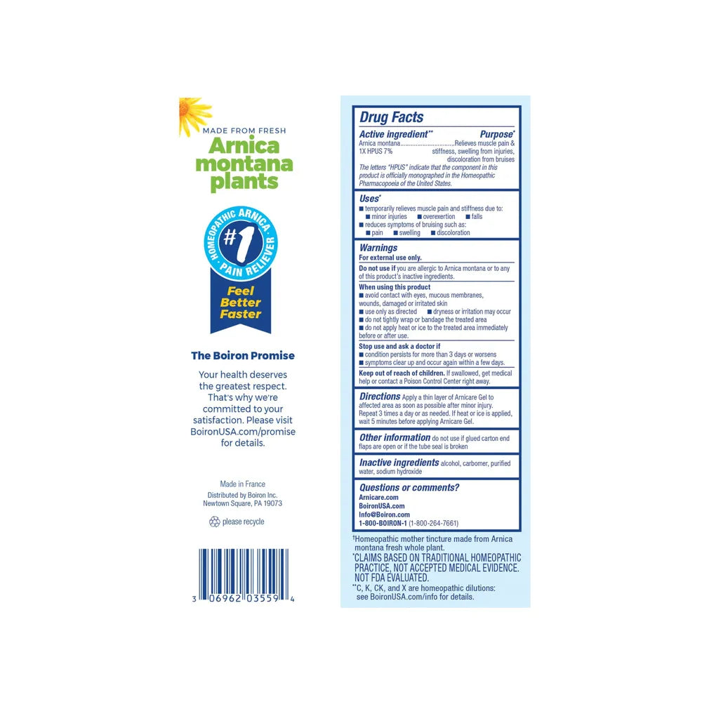 Boiron Arnicare Gel Homeopathic Medicine Pain Relief 2.6Oz (Pack of 48)