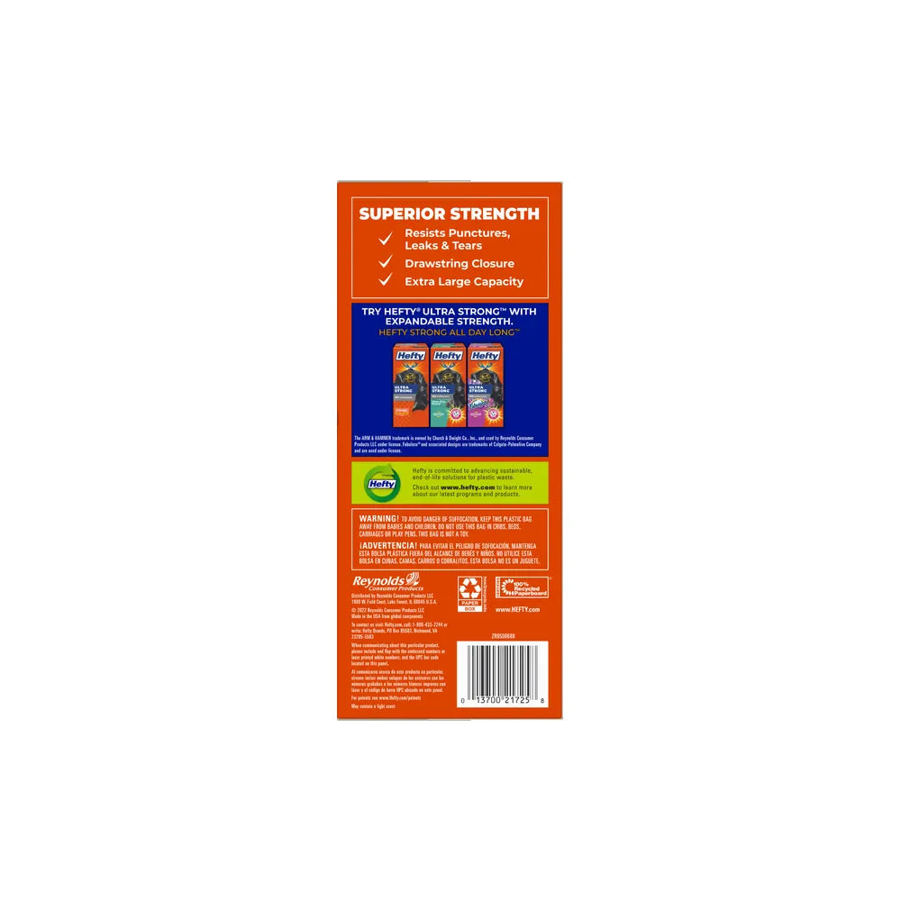 Hefty Strong Extra Large Trash Bags 33 Gallon 73.92oz (Pack of 6)