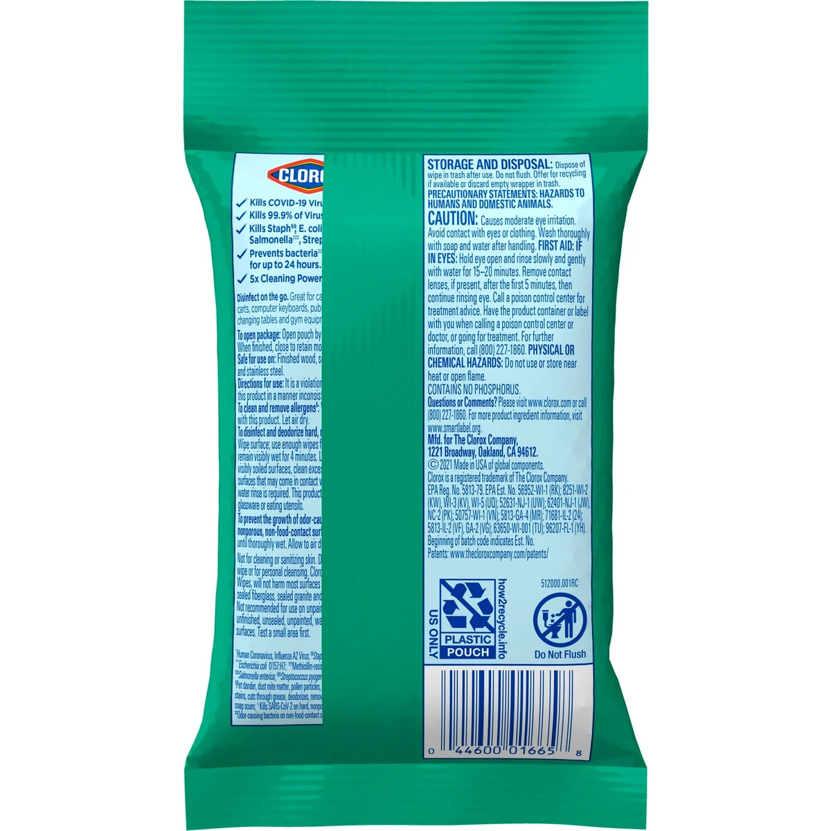 Clorox Disinfecting Wipes Bleach Free 3.04oz (Pack of 24)