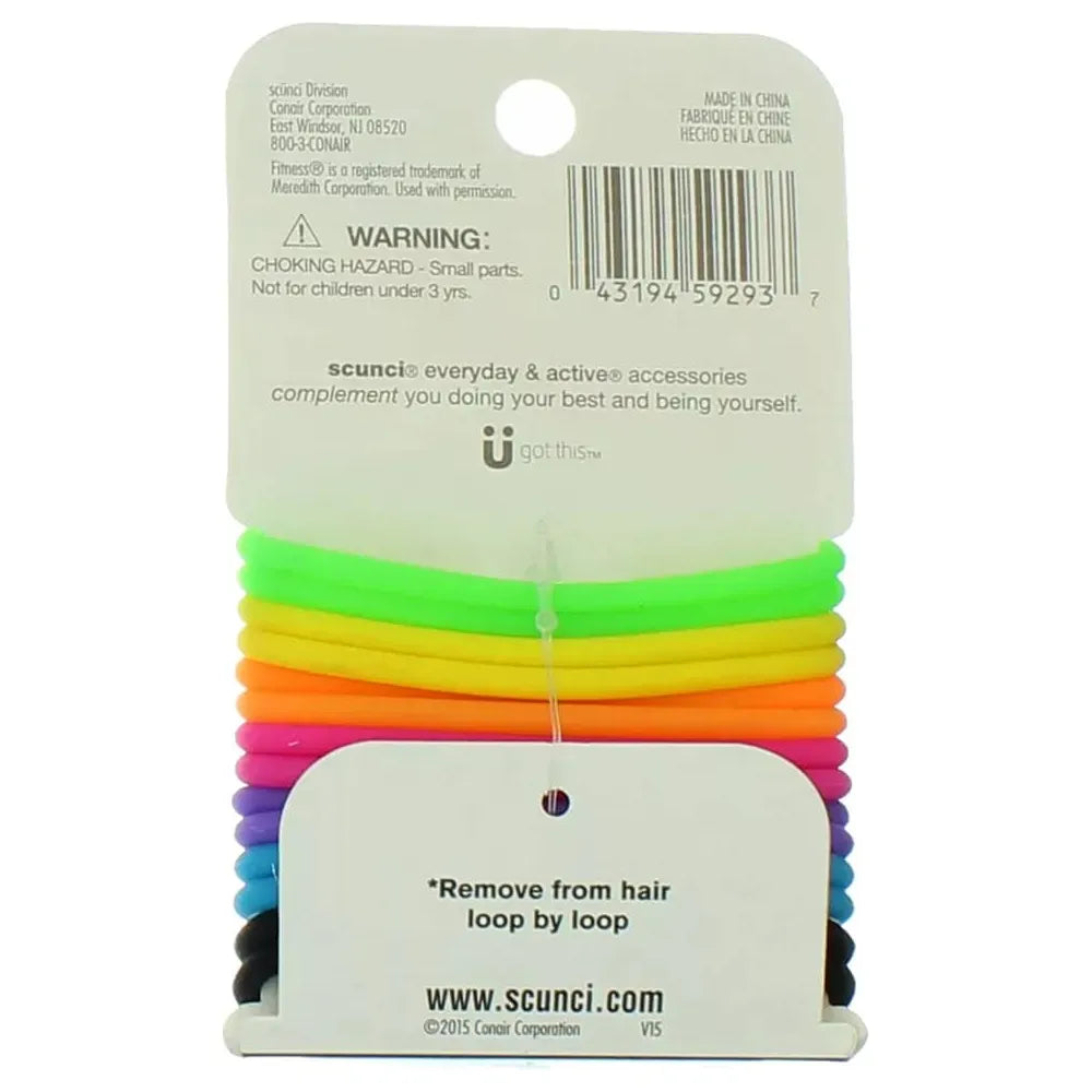 Scunci No-slip Grip The Evolution Bright Jelly Hair Ties Assorted Colors 0.70Oz (Pack of 48)