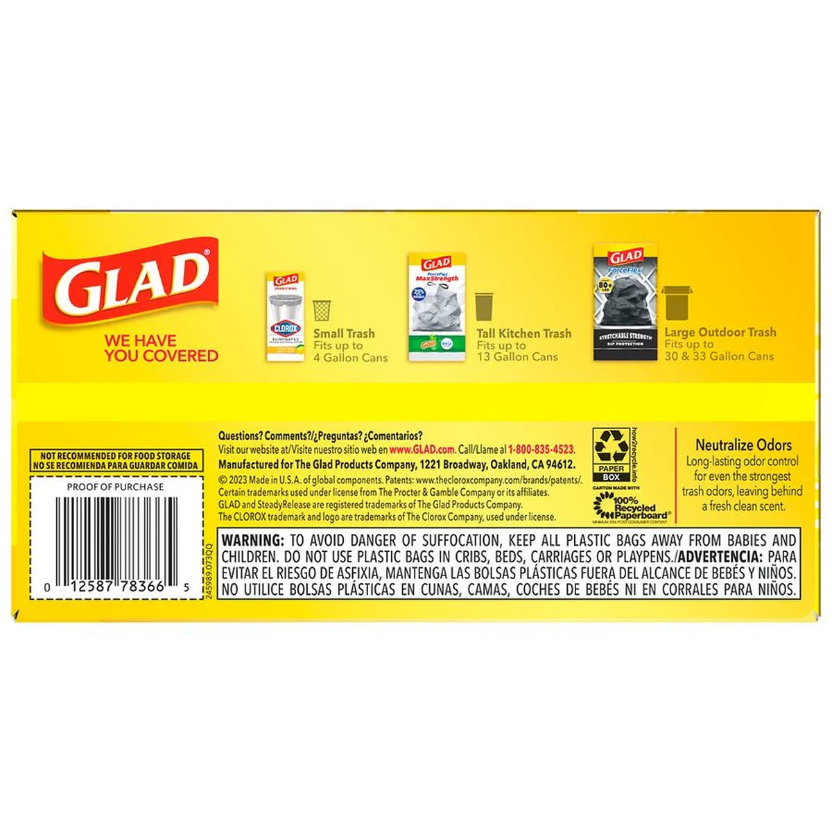 Glad Tall Kitchen White Drawstring Bags With Odor Shield And Lemon  22 Oz (Pack of 6)