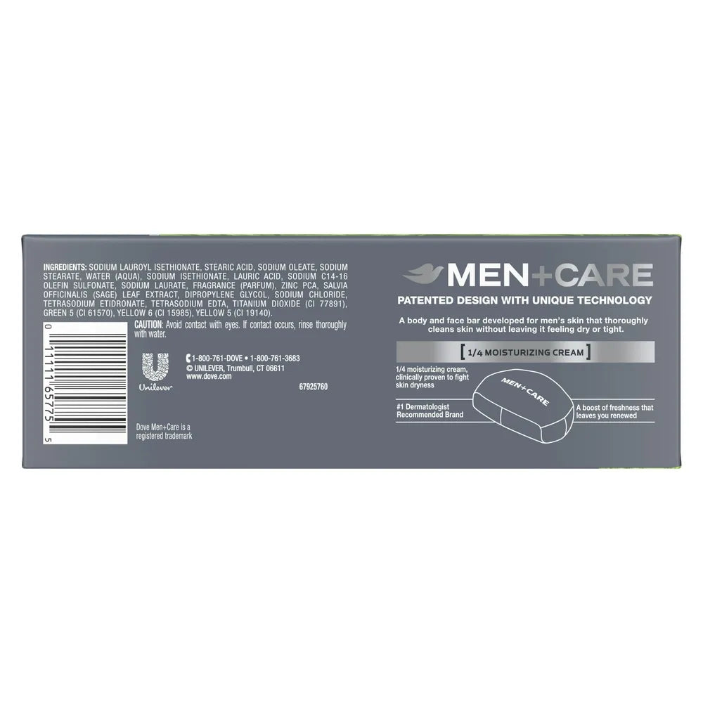 Dove Men+Care Body and Face Bar Minerals + Sage 3.75Oz (Pack of 12)