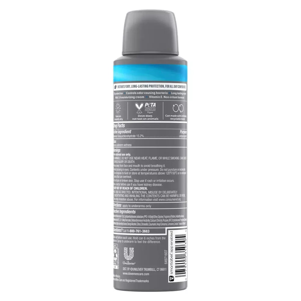 Dove Men Plus Care Clean Comfort 72-Hour Antiperspirant Deodorant Dry Spray 3.8Oz (Pack of 12)