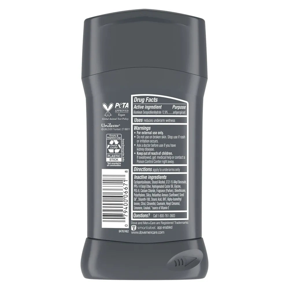 Dove Men Plus Care Powerful Protection Antiperspirant Deodorant Clean Comfort 2.7Oz (Pack of 12)