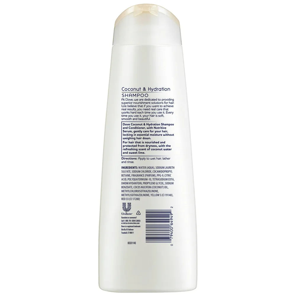 Dove Coconut & Hydration Oil Blend Shampoo for Dry Hair 12Oz (Pack of 6)