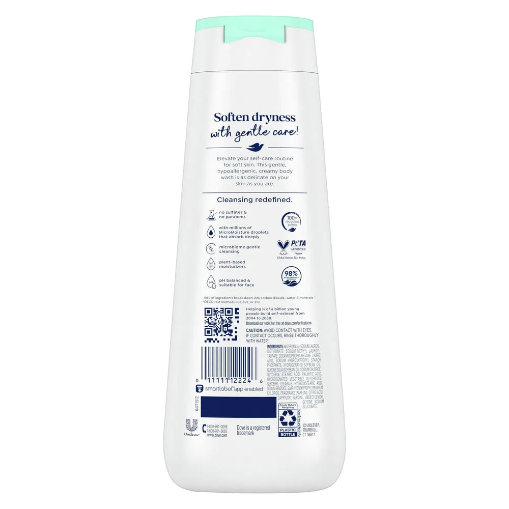 Dove Body Wash For Sensitive Skin Unscented 20Oz (Pack of 4)