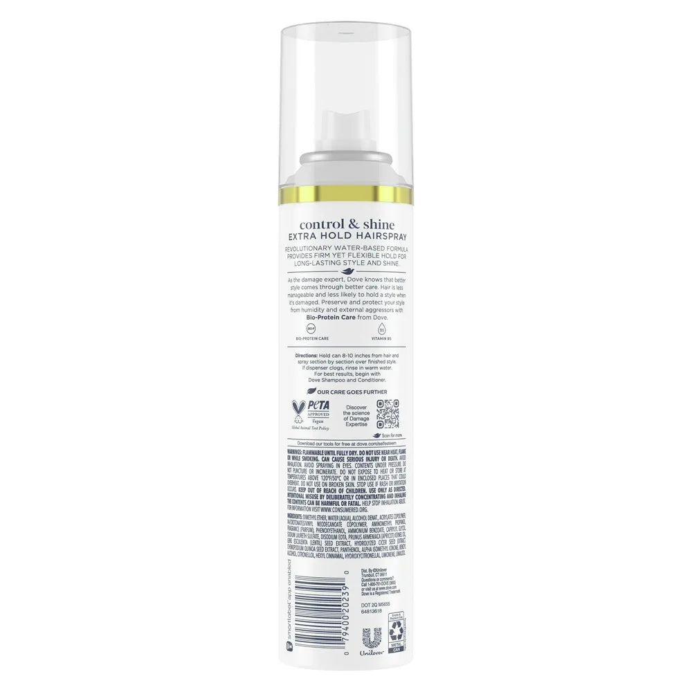Dove Control And Shine Damage Expert Hairspray Extra Hold 7Oz (Pack of 12)