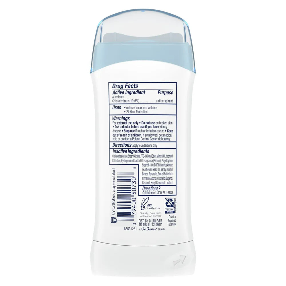 Dove Antiperspirant And Deodorant Invisible Solid Original Clean 2.6Oz (Pack of 12)