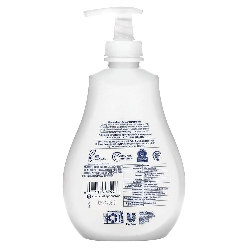 Dove Baby Sensitive Moisture Lotion Fragrance Free 13Oz (Pack of 4)