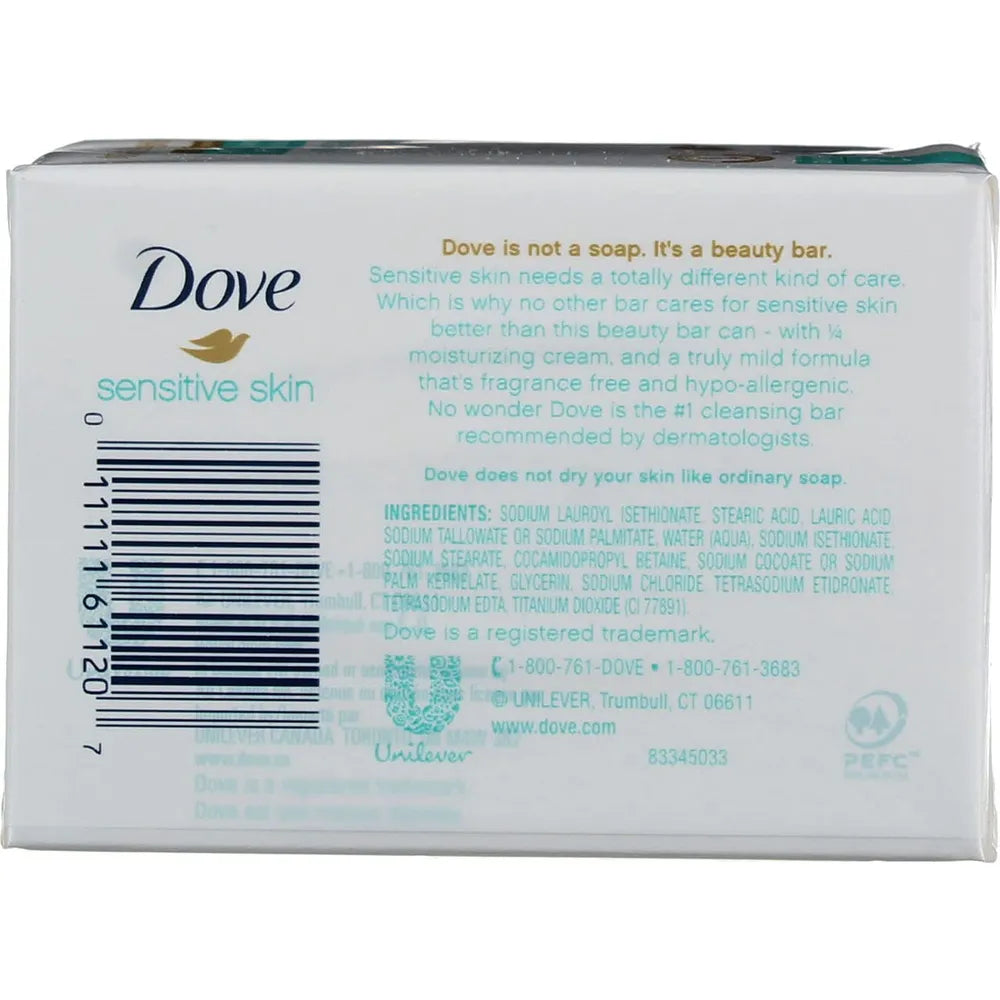 Dove Beauty Bar Sensitive Skin More Moisturizing Than Bar Soap 2 Ea 3.75Oz (Pack of 24)