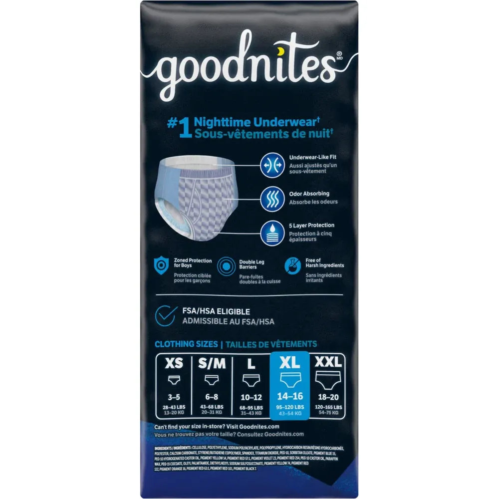 Goodnites Boys Heavy Absorbency Nighttime Underwear 20.48Oz (Pack of 4)