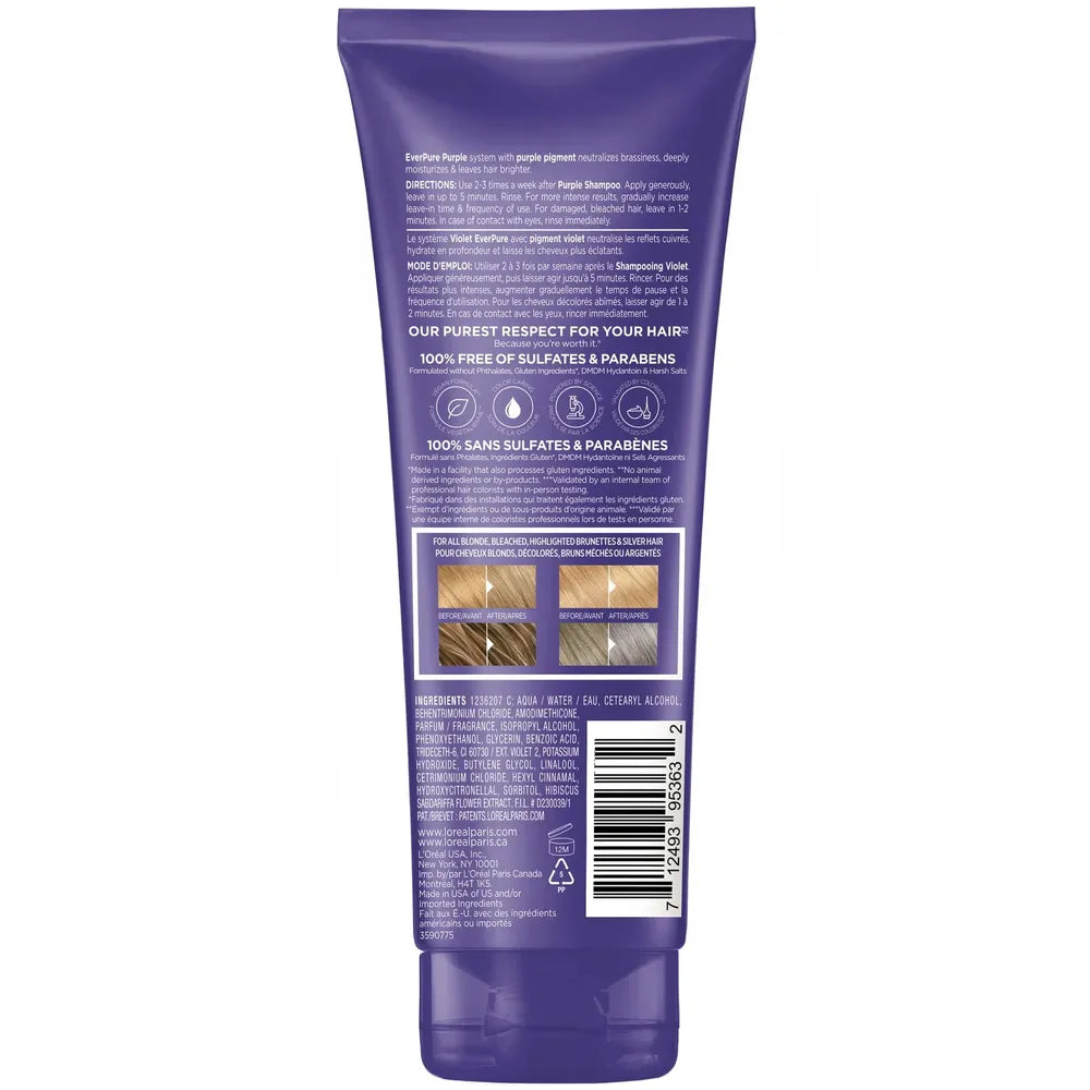 L'Oreal Paris EverPure Sulfate Free Purple Conditioner 6.8oz (Pack of 6)