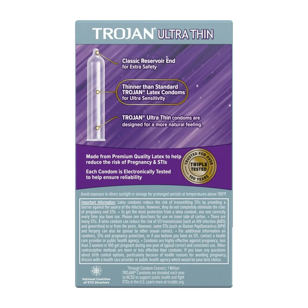 Trojan Ultra Thin Premium Lubricated Latex Condoms 5Oz (Pack of 48)