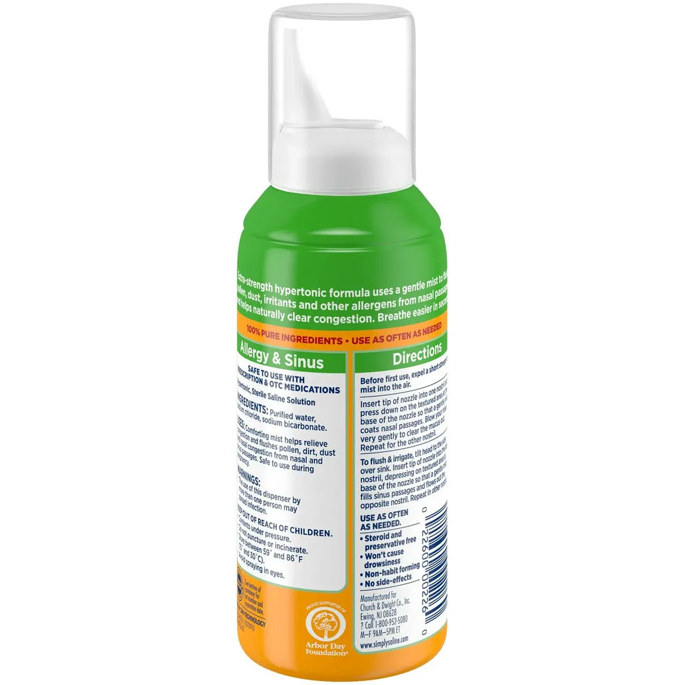 Arm & Hammer Simply Saline Adult Nasal Mist Allergy & Sinus Relief 4.6 Oz (Pack of 24)