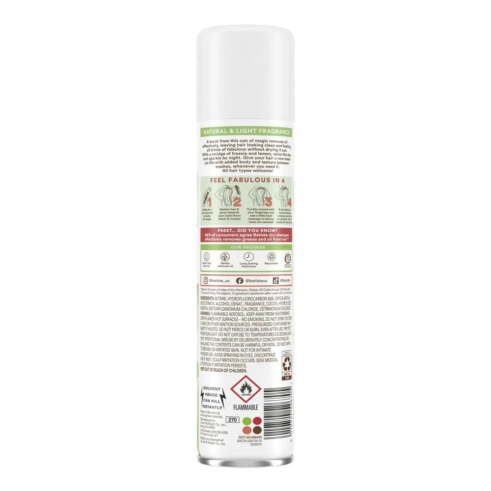 Batiste Bare Dry Shampoo Barely Scented 3.81 Oz (Pack of 12)