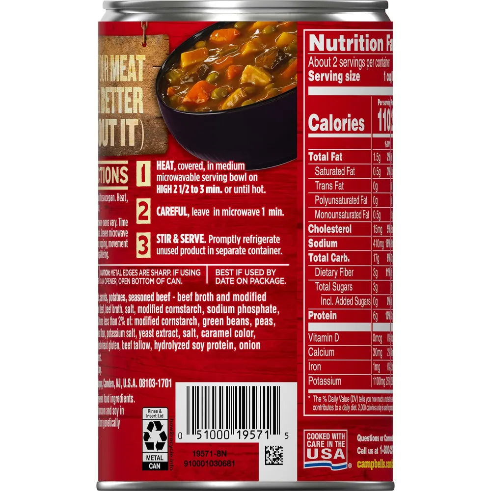 Campbell’s Chunky Healthy Request Soup, Ready to Serve Beef Soup with Country Vegetables 18.8 oz (Pack of 12)