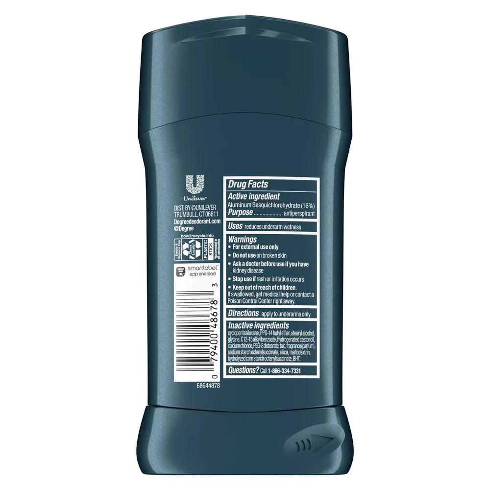 Degree Men Antiperspirant Deodorant Sage & Ocean Mist 72-Hour Sweat and Odor Protection 2.7 Oz (Pack of 12)