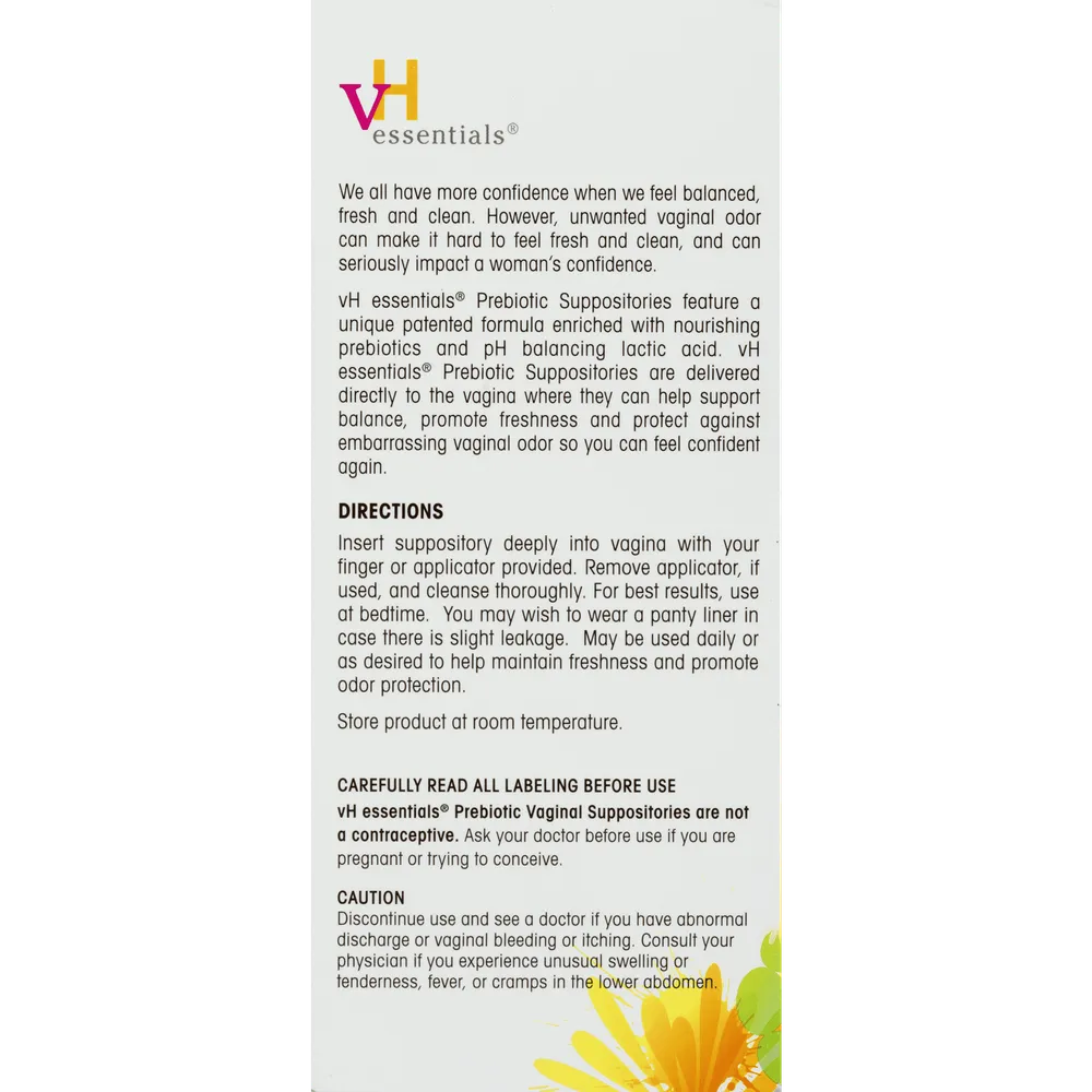 Vh Essentials Prebiotic Vaginal Suppositories15 Ea 1.6Oz (Pack Of 6)