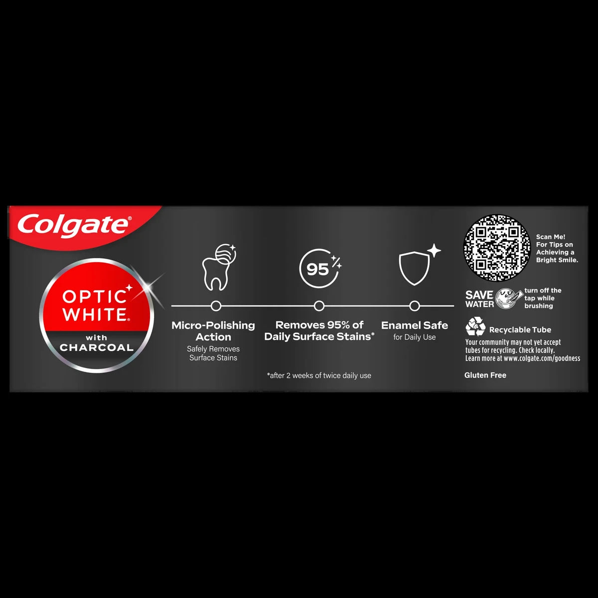 Colgate Optic White with Charcoal Cool Mint Toothpaste 4.2Oz (Pack of 24)