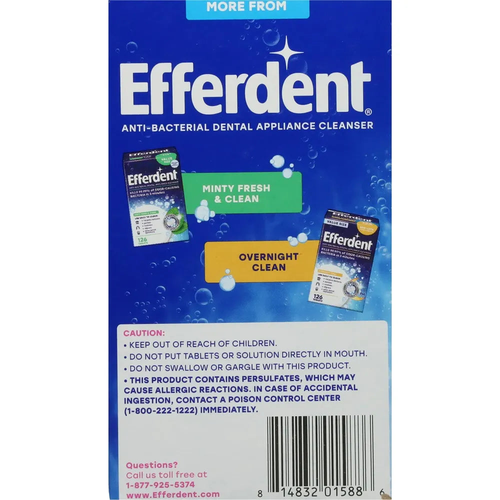 Efferdent Original Anti-Bacterial Denture Cleanser Tablets 92.16oz (Pack of 6)