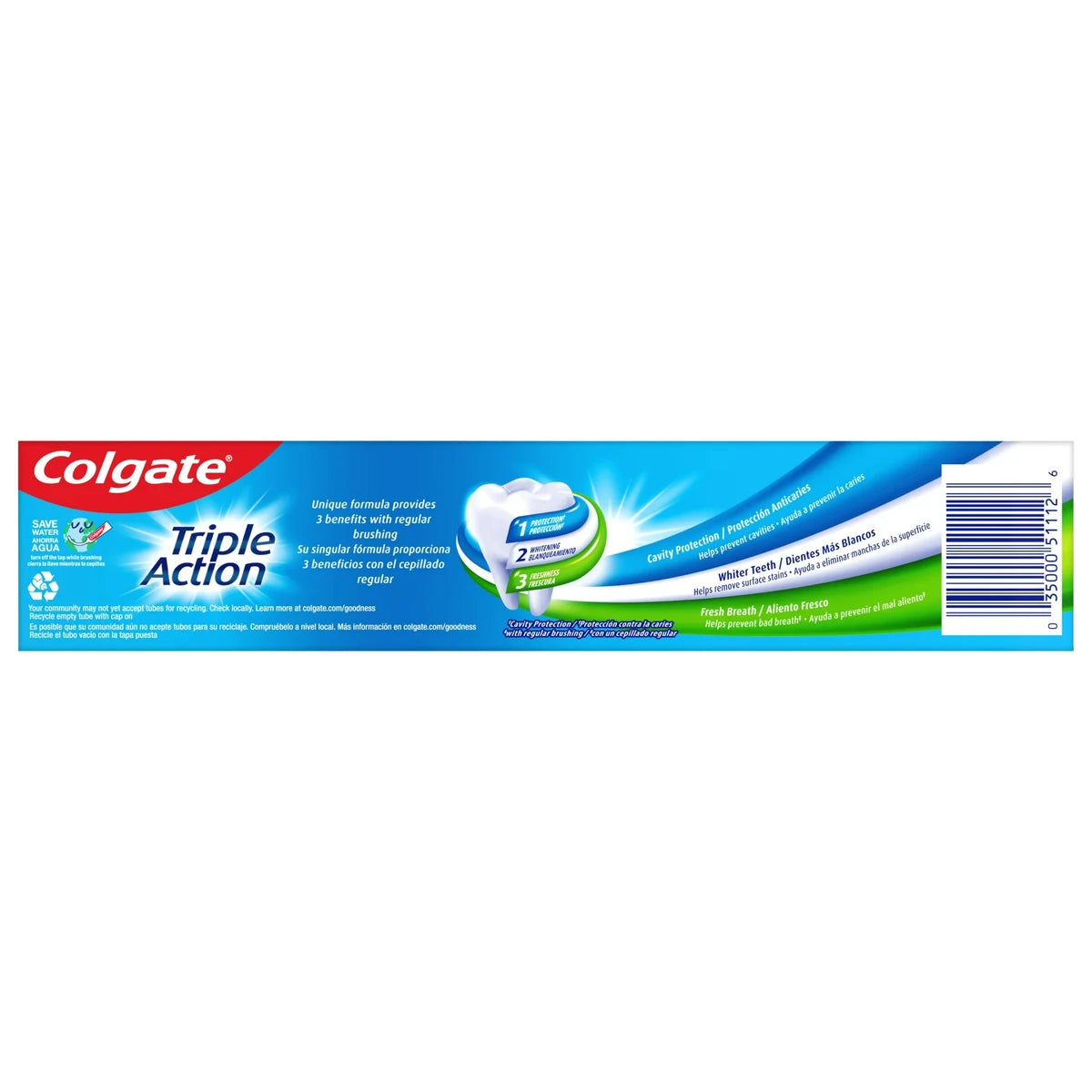 Colgate Triple Action Flouride Toothpaste Original Mint 6Oz (Pack of 24)