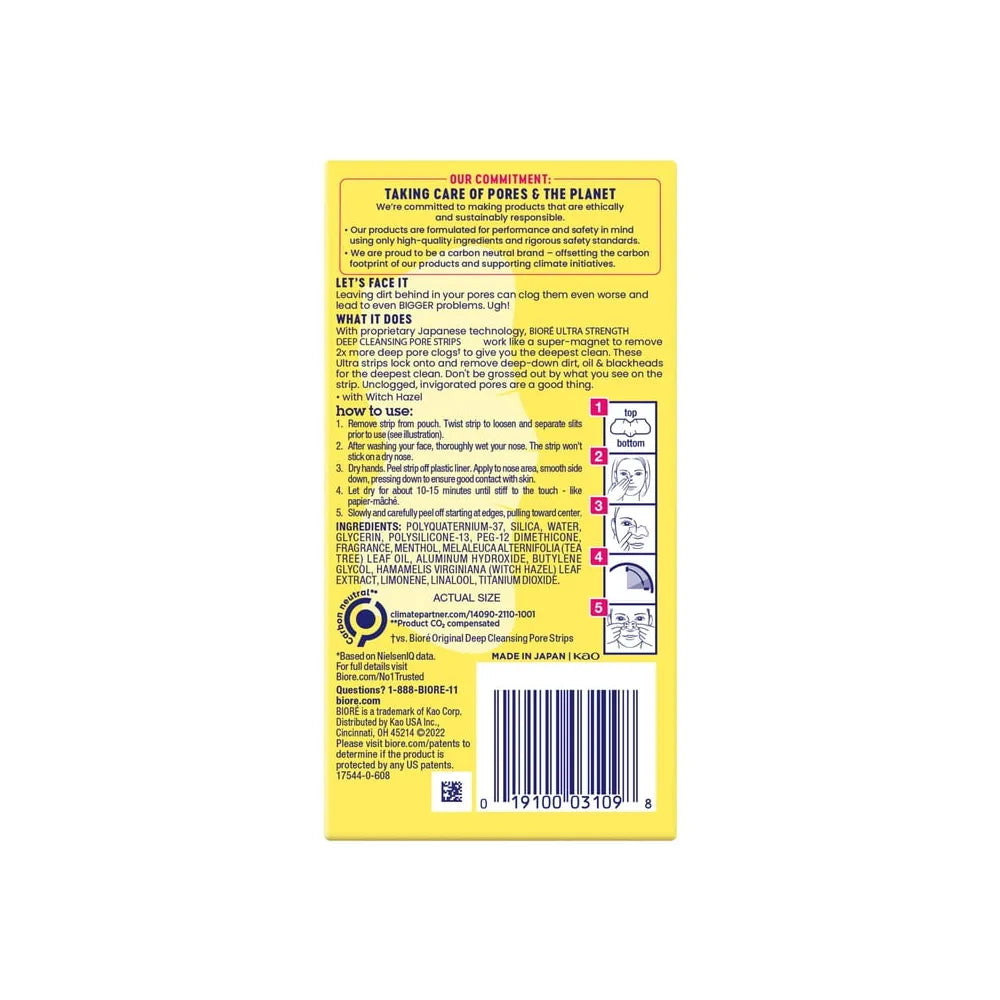 Biore Ultra Deep Cleansing Pore Strips For Nose 0.3Oz (Pack Of 12)