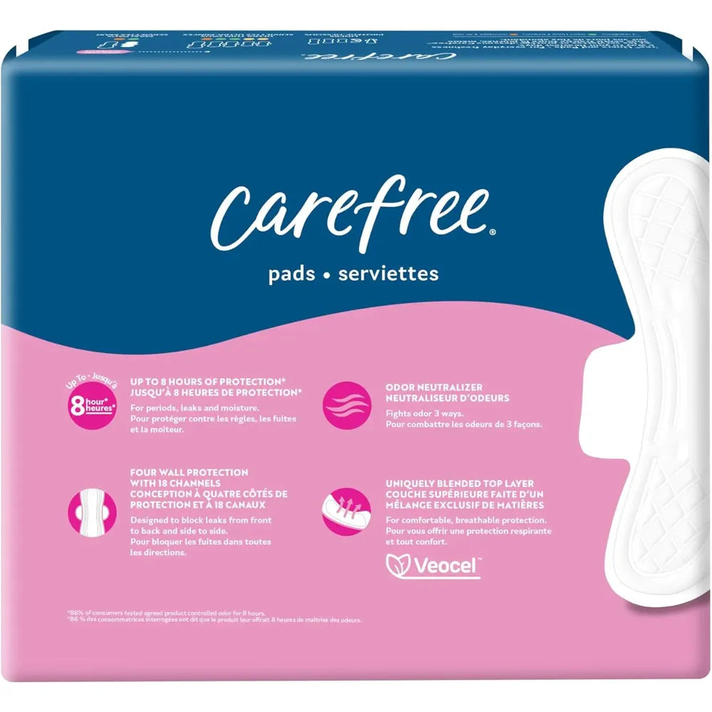 Carefree Maxi Pads for Women Super/Long Pads With Wings 28ct 11.99oz (Pack of 4)