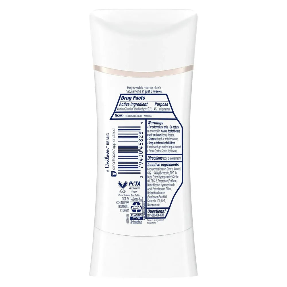 Dove Even Tone Antiperspirant Deodorant Stick Apple Blossom & Mango Butter 2.6 oz (Pack of 12)