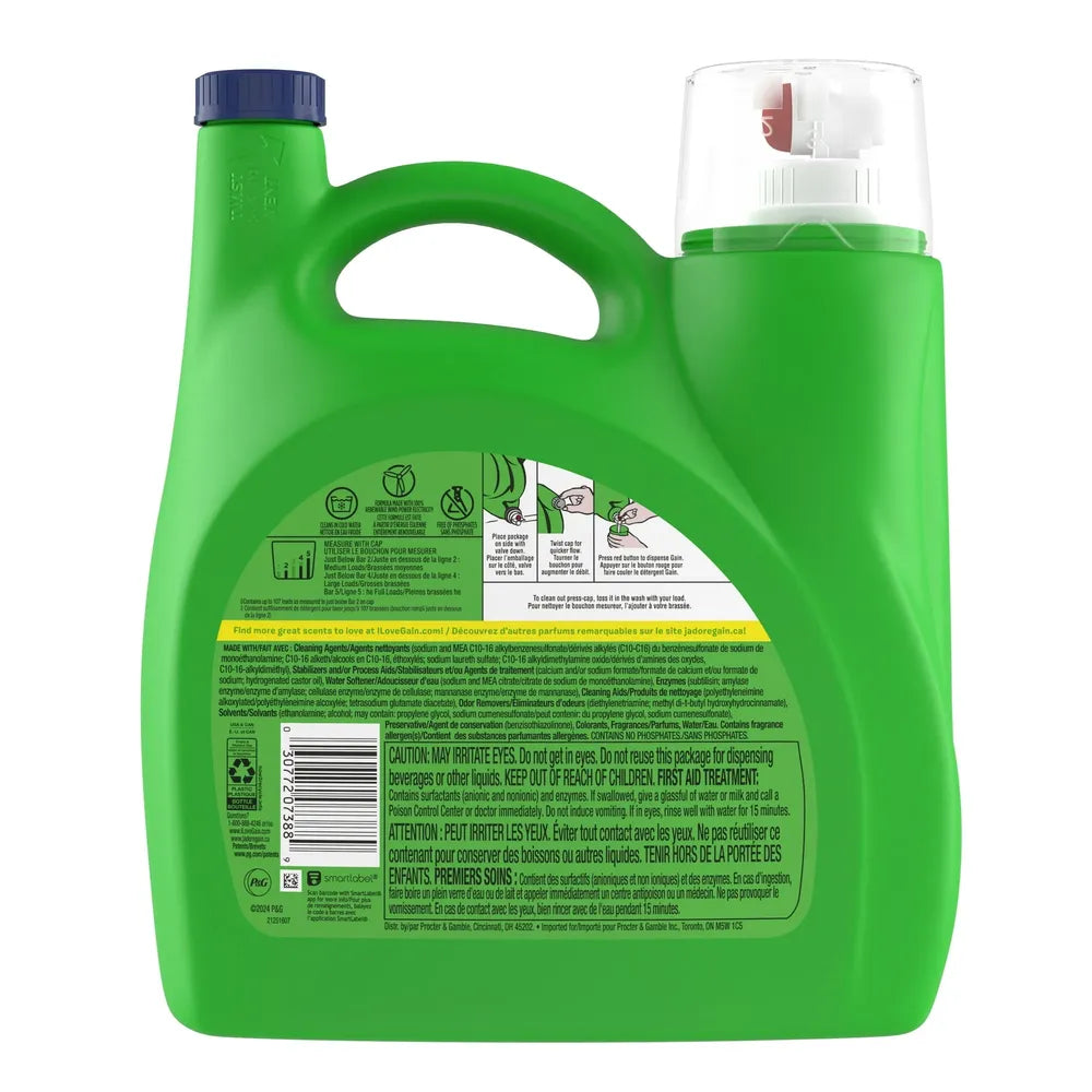 Gain Liquid Detergent Waterfall Delight 107-Loads 154 oz (Pack of 4)