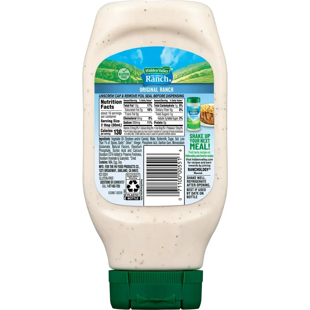 Hidden Valley Original Ranch Salad Dressing and Topping 16 fl oz (Pack of 12)