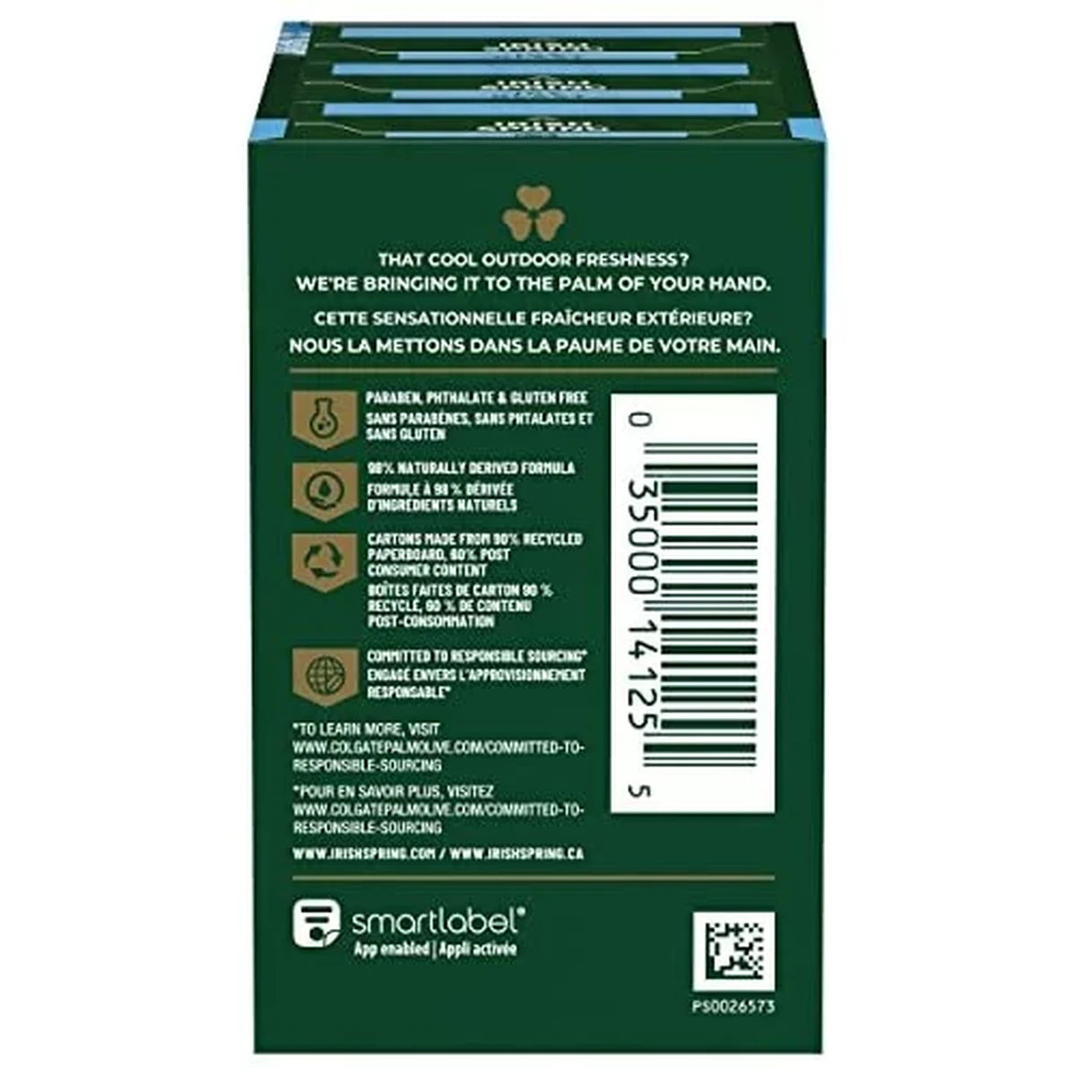 Irish Spring Deodorant Bath Bar Icy Blast 3.75Oz (Pack of 18)