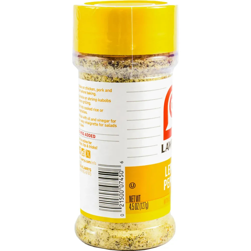 Lawry's Lemon Pepper with Zest of Lemon 4.5 oz (Pack of 12)
